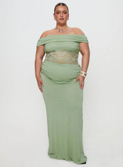 Gwendolen Off The Shoulder Maxi Dress Green Curve