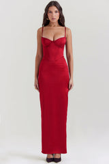 Stefania-Ruby Corset Maxi Dress