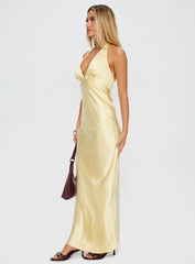 Good For You Halter Maxi Dress Lemon