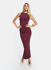 Heart Out Ruched Maxi Dress Plum