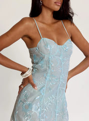 Believe In Love Embroidered Maxi Dress Blue