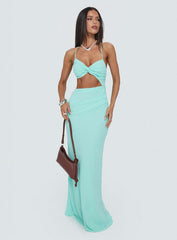 No Control Keyhole Maxi Dress Aqua