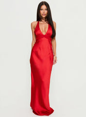 Odyssa Halter Maxi Dress Red