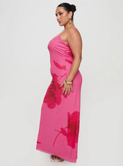 Knox Maxi Dress Hot Pink Floral Curve