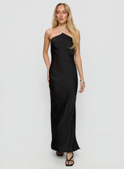 Beverie Pearl Halter Maxi Dress Black