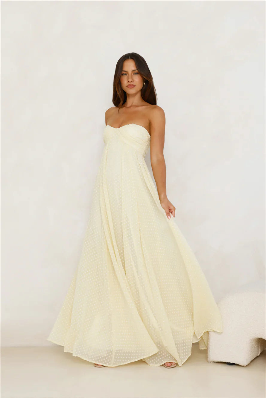 Secluded Grove Strapless Maxi Dress Yellow