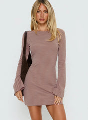 Bryanna Long Sleeve Mini Dress Pink / Brown