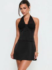 Evalana Halter Corset Mini Dress Black
