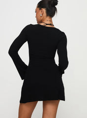 Best Interest Long Sleeve Mini Dress Black