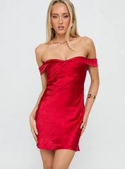Alizae Off Shoulder Mini Dress Red