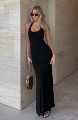 Took A Chance Halter Maxi Dress Black