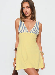 Aydenn Contrast Plunge Mini Dress Multi