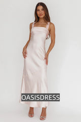 Carmel Shoulder Sash Midi Dress Blush