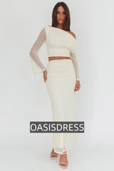 Alivya Ruched Side Maxi Skirt Butter