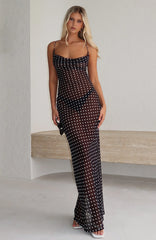 Just For Me Maxi Dress Black/White Polka Dot