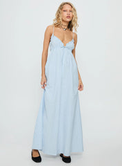 Avelyn Shirred Maxi Dress Blue Stripe
