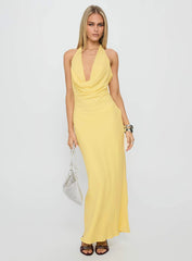 Ocean Boulevard Plunge Maxi Dress Lemon