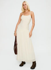 Quinley Shirred Maxi Dress Cream