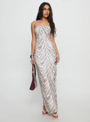 Kierra Mesh Maxi Dress Zebra