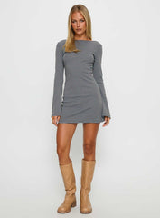 Bryanna Long Sleeve Mini Dress Blue / Brown