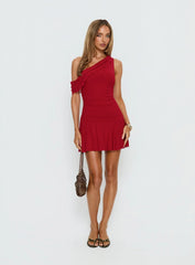 Darline One Shoulder Mini Dress Red