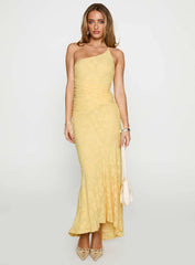 Starlights One Shoulder Maxi Dress Lemon