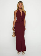 Vortexa Halter Maxi Dress Currant