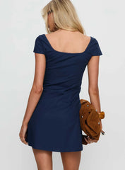 Marisella Button Down Mini Dress Navy