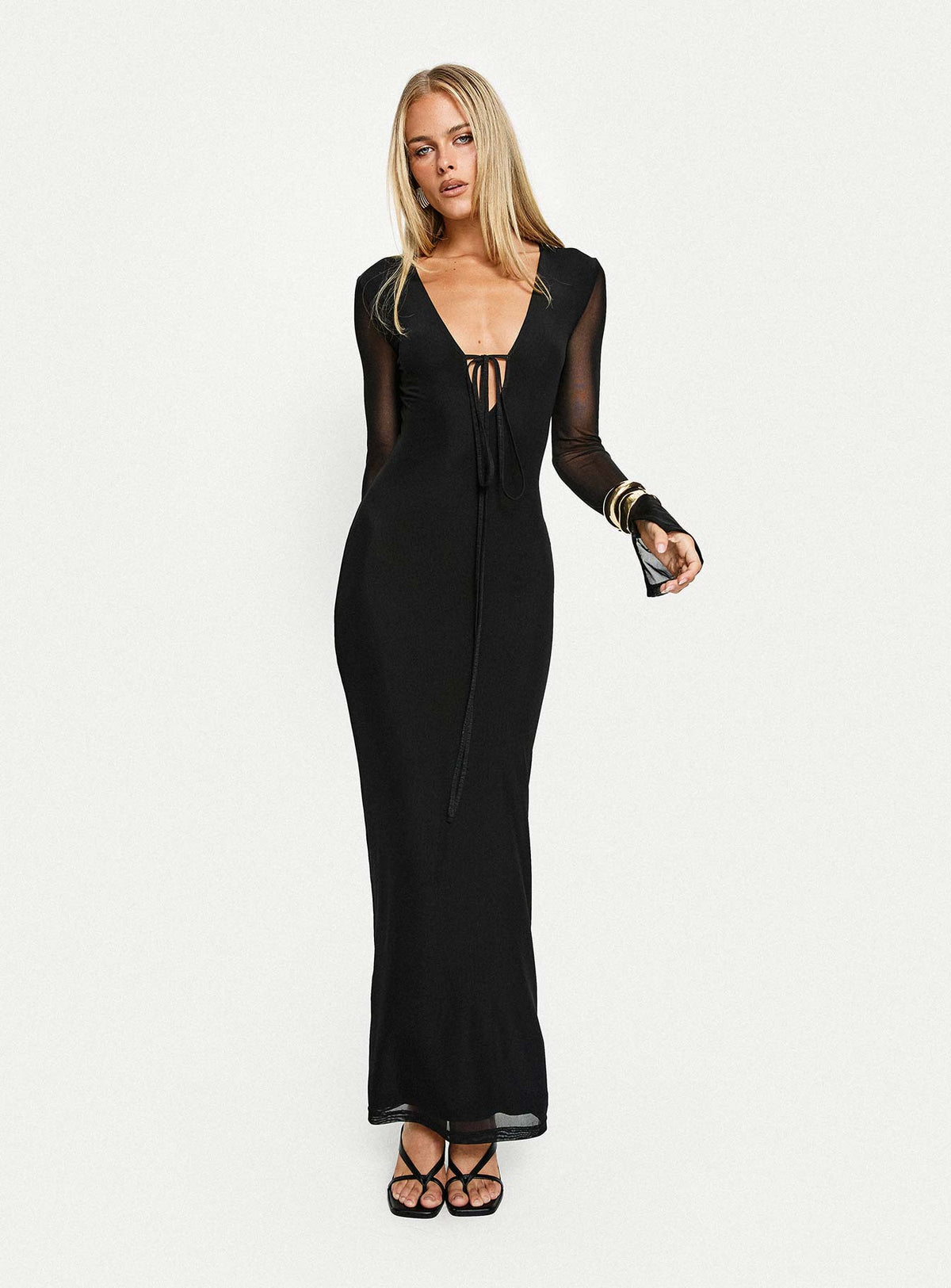 Ariadna Cut Out Long Sleeve Maxi Dress Black