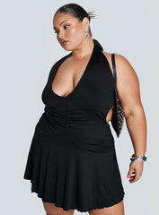 Maeva Halter Mini Dress Black Curve