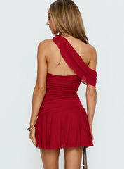 Darline One Shoulder Mini Dress Red