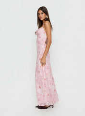 Celena Maxi Dress Pink Floral Burnout