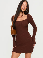 Brownhall Long Sleeve Mini Dress Mocha
