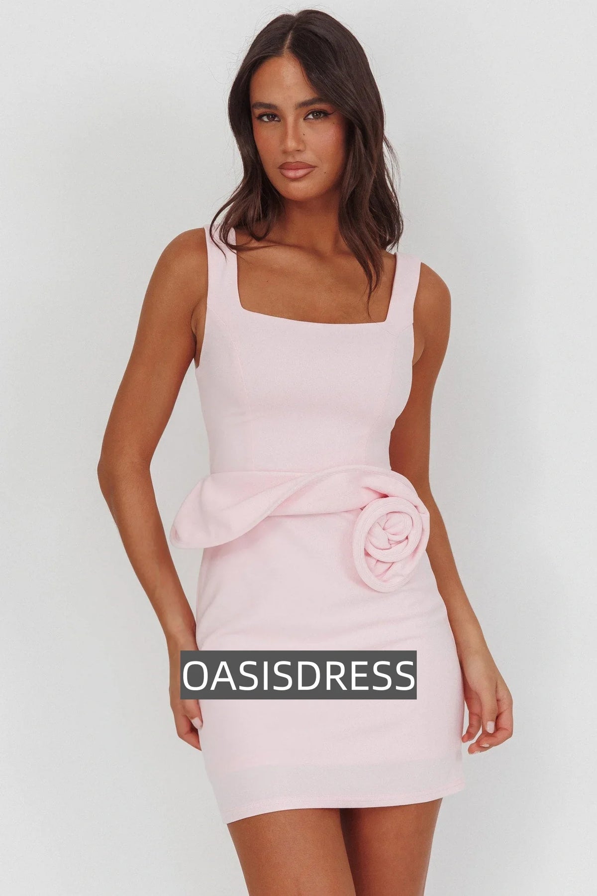 Goldy Rose Waist Decoration Mini Dress Pink