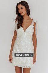 Mykonos Morning Tied Shoulder Sequin Mini Dress White