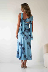 Noelani Floral Mesh Scarf Maxi Dress | Blue