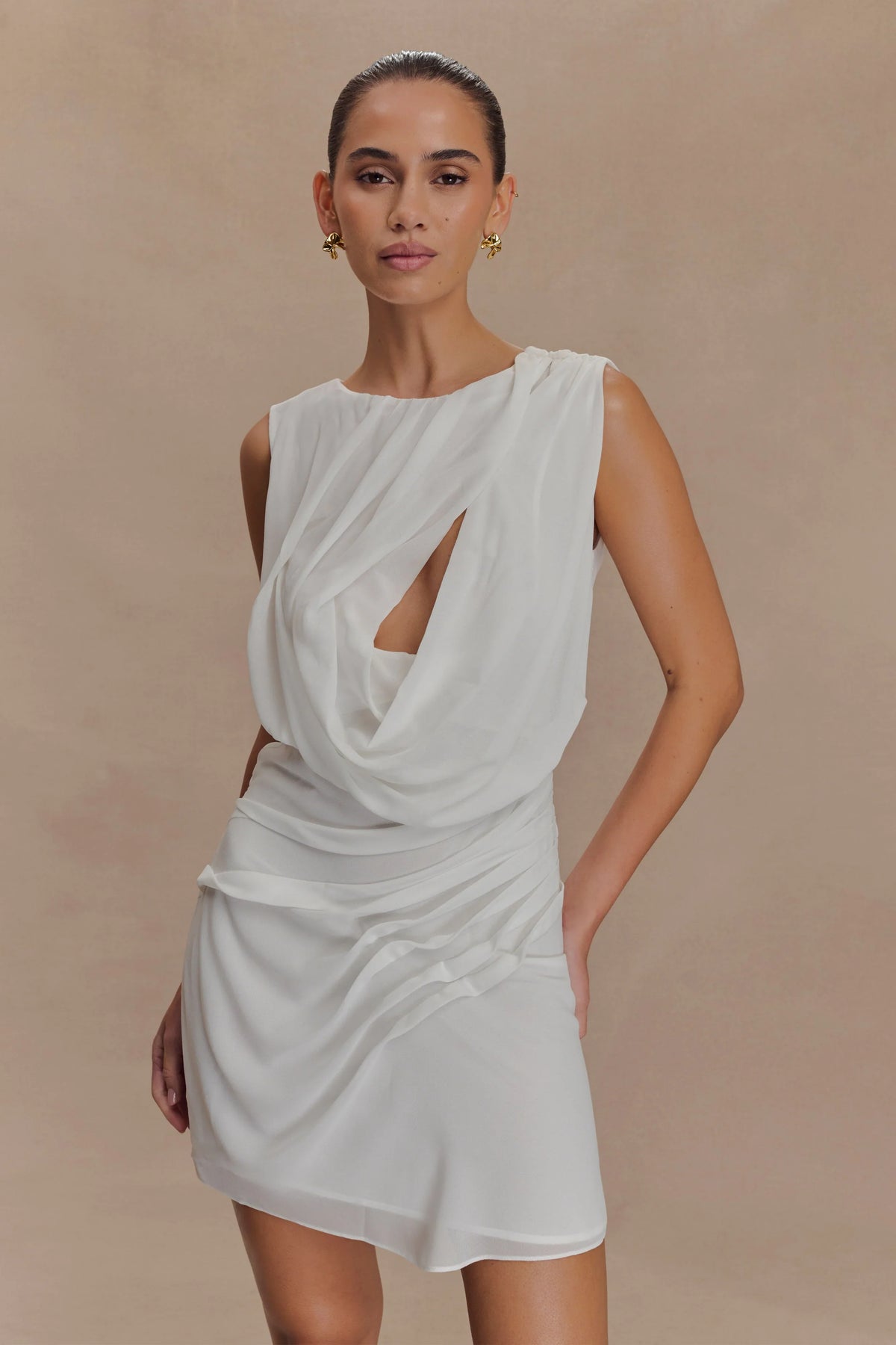 Oria Chiffon Mini Dress - White