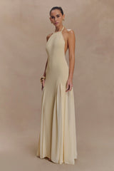 Soleil Knit And Mesh Halter Maxi Dress - Cream