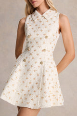 Little Star | Cream Embellished Boucle Tailored Mini Dress