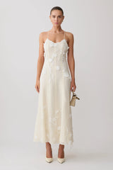 Odette Floral Lace Midi Dress - Buttermilk