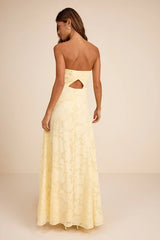 Garden of Romance Light Yellow Burnout Maxi Dress