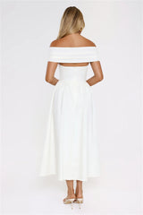 Worth It Always Off Shoulder Midi Dress White